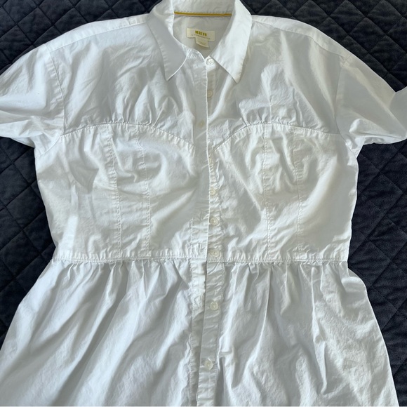 Anthropologie Maeve shirt women’s medium top Corset Seamed Buttondown white DD - Picture 7 of 10